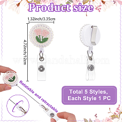 5 Stück flacher runder Abzeichenhalter mit Blumenstickerei&nbsp;HJEW-FH00300