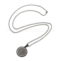 Retro mandala 201 acciaio inossidabile catena a scatola costellazione ciondolo collane per donne uomini&nbsp;LS-NJEW-M223-01G