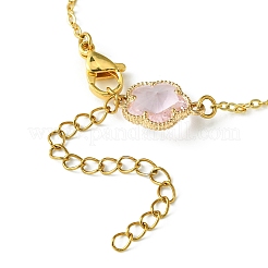 Braccialetti a maglie con fiori in vetro 2 pz 2 colori&nbsp;BJEW-JB10580