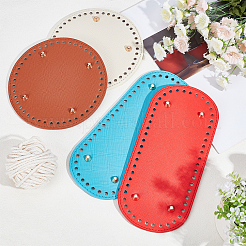 4 Stück 2 Stile oval & flach rund PU-Lederboden&nbsp;DIY-PH0003-55