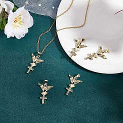 5 pièces en laiton micro pavé pendentifs en zircone cubique claire&nbsp;ZIRC-SZ0003-21