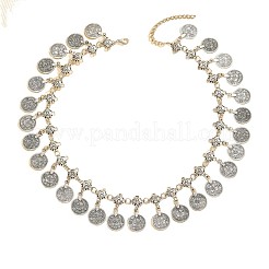 Colliers vintage en alliage et fer gaufré avec pompon et pièces de monnaie pour femmes&nbsp;WG1C655-02