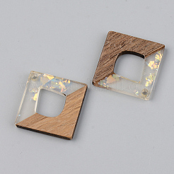 Pendentifs en résine transparente et bois de noyer&nbsp;RESI-S389-024A-E01
