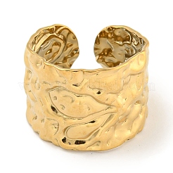 Bague de manchette ouverte texturée en acier inoxydable 304 avec placage ionique (IP)&nbsp;RJEW-A043-11G