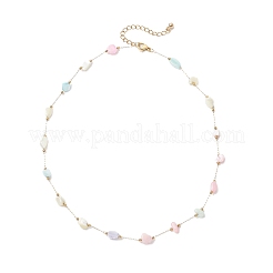 Collares de cadena de eslabones de acero inoxidable 304 y concha natural teñida con pepitas&nbsp;NJEW-JN05449