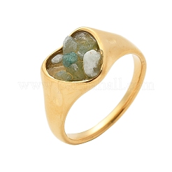 Anelli da dito con acquamarina naturale a forma di cuore&nbsp;RJEW-D303-01G-02