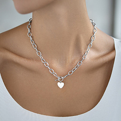 Ensemble collier et bracelet en argent sterling plaqué or avec chaîne en forme de cœur&nbsp;MD3868-4