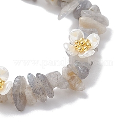 Braccialetti elastici con perline di labradorite naturale per donna&nbsp;BJEW-JB12315-03