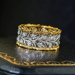 Anillos de dedo de circonita cúbica transparente con micro pavé de latón&nbsp;FS-WG88BF1-05
