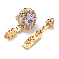 Messing Micro Pave klare Zirkonia Falte über Verschlüsse&nbsp;KK-U037-24G-02