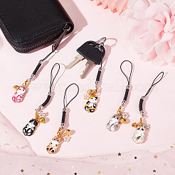 Pendentif en alliage émaillé chat et fleur&nbsp;HJEW-AB00466