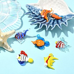7pcs 7 Arten handgemachte Bunte Malerei-Anhänger&nbsp;LAMP-CJ0002-96