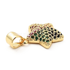 Pendentifs avec zircon cubiques à micro-pavés en laiton&nbsp;KK-E015-09G-04