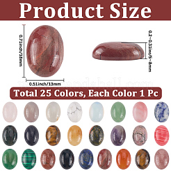 25 Stück 25 Stile natürliche & synthetische gemischte Edelstein-Cabochons mit flacher Rückseite&nbsp;G-PA0002-64
