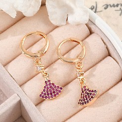 Orecchini a leva in argento con zirconi cubici a micro pavé di ottone&nbsp;EJEW-K300-16G