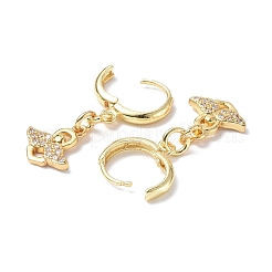 Aretes colgantes de aro con ángel de circonio cúbico transparente&nbsp;EJEW-B017-07G