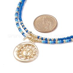 Juego de collares con colgantes de luna y sol de acero inoxidable de 2 estilos 2 Uds.&nbsp;NJEW-JN03938