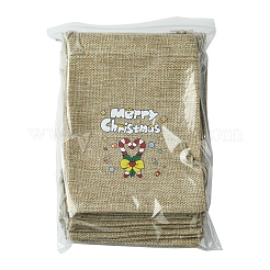 12 Stück 12 Stile Weihnachtsdruck Sackleinen Verpackungsbeutel Kordelzugbeutel&nbsp;ABAG-FS0001-03B