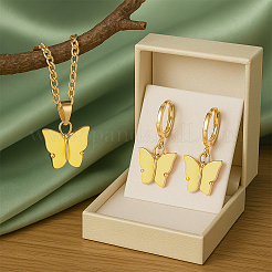 Schmuckset mit Schmetterlingen aus hellgoldfarbener Legierung&nbsp;SJEW-HY0001-16
