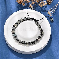 Bracelets tressés réglables en perles d'amazonite à fleurs naturelles et d'hématite synthétique non magnétique&nbsp;BJEW-Z090-01G