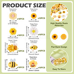80 cabochon en résine 8 styles abeilles et fleurs&nbsp;RESI-TA0004-24
