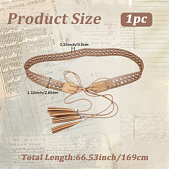Ceintures bohèmes à chaîne et pompons en similicuir&nbsp;AJEW-WH20033-096AS-D