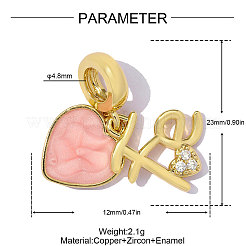 Pendenti in zirconi cubici trasparenti in micro pavè di ottone&nbsp;CU-OY001-70G