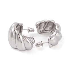 Orecchini a bottone a mezzo cerchio in ottone a forma di C twist da donna&nbsp;EJEW-G391-17P
