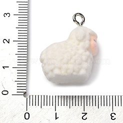 Colgantes de resina de animales flocados con aro de hierro platino&nbsp;FIND-S001-13D