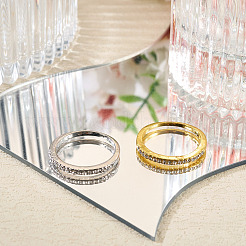 2 bague en alliage bicolore avec strass en cristal&nbsp;RJEW-TADJ0001-01A