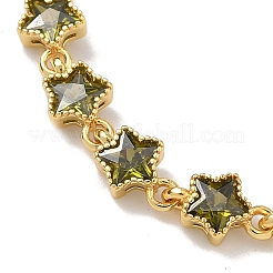 Bracelets à maillons en laiton pavé de zirconiums cubiques en forme d'étoile pour femmes&nbsp;BJEW-P385-03G-06