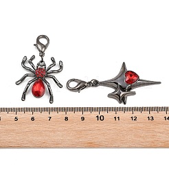 5 Halloween-Anhänger aus Legierung mit Karabinerverschlüssen aus Legierung.&nbsp;HJEW-JM03693