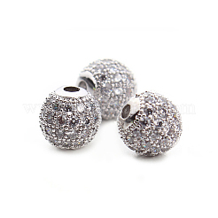 Perles rondes de couleur claire de zircone cubique CZ de grade AAA de micro pave&nbsp;KK-O065-6mm-05P-NR