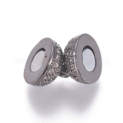 Fermoirs magnétiques en laiton micro pavé de zircone cubique avec passants&nbsp;ZIRC-G097-01