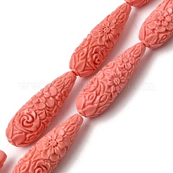 Fili di perline intagliate di corallo sintetico&nbsp;CORA-C003-09A-03