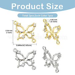 2 Stück 2 Farben Messing Pavé klar Zirkonia Verbinder Charms&nbsp;KK-YW0004-27