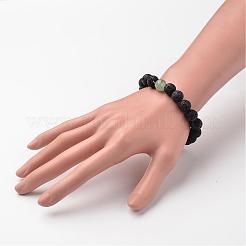 Pulseras elásticas con cuentas de roca de lava natural&nbsp;BJEW-JB02294