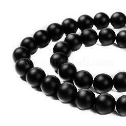 Natürliche schwarze Achat Perlen Stränge&nbsp;G-D543-10mm