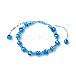 Bracelets tressés en perles de verre contre le mauvais œil pour hommes et femmes&nbsp;BJEW-MZ00160-04