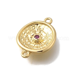 Breloques connecteurs à maillons ronds plats en laiton micro pavé de zircones cubiques&nbsp;KK-D431-068G