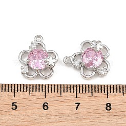 Messing-Pavé-Anhänger mit rosa Zirkonia&nbsp;CU-CBA8124-01C-P