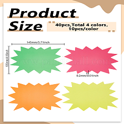 40 Stück 4 Farben Star Burst Form Papier Blanko Preisschild für Supermarkt&nbsp;AJEW-LP0006-67