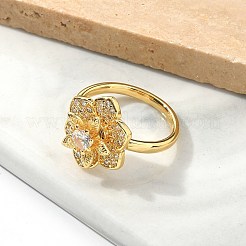 Messing-Fingerringe mit Mikropflaster und klarem Zirkonia für Damen&nbsp;RJEW-U041-08G