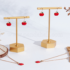 2 Set baumelnde Ohrringe und Halskette mit Apfel-Emaille-Anhänger&nbsp;SJEW-LP0001-01