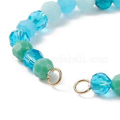 Bracelets tressés en perles de verre à facettes de couleur dégradée&nbsp;AJEW-JB01148