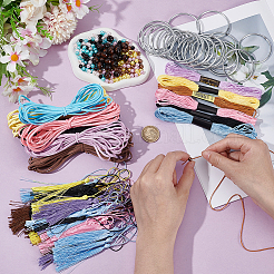 DIY-Set zum Basteln von gewebtem Netz/Gewebe aus Polyester und Wildlederimitat mit Federn&nbsp;DIY-GA0008-55
