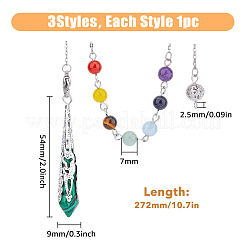 3 Stück 3 Stile Edelstein-Pendel mit spitzer Spitze&nbsp;FIND-FH0007-44