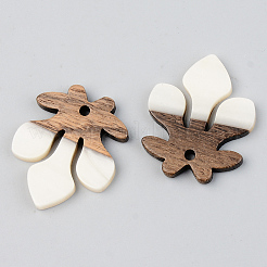 Pendentifs en résine opaque et bois de noyer&nbsp;RESI-S389-051B-C04