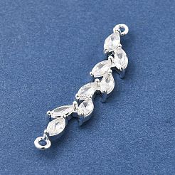Messing Pavé klare Zirkonia Blatt Glieder Verbinder Charms&nbsp;KK-Z156-15S