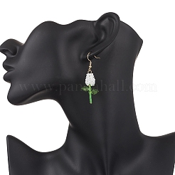 Boucles d'oreilles pendantes en acier inoxydable avec fleur en verre&nbsp;EJEW-MZ00574-05